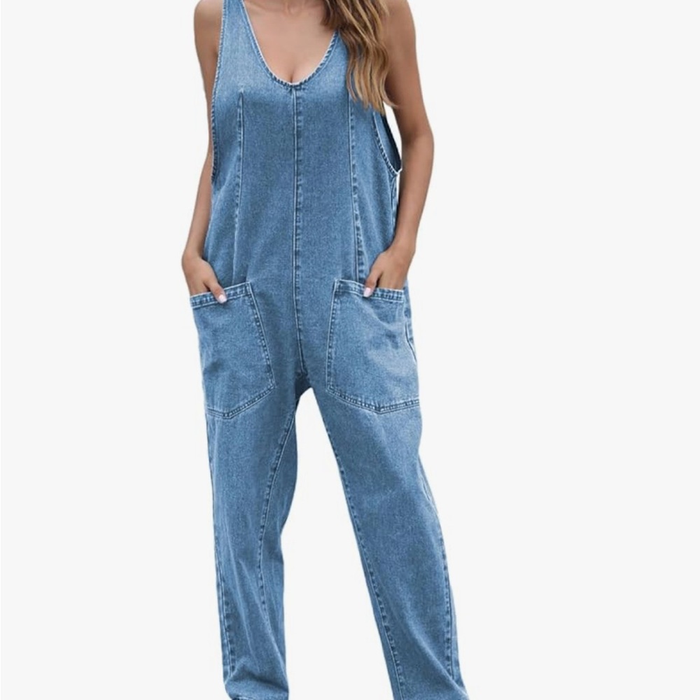 Women's Blue Denim High Roller Jumpsuit Overalls